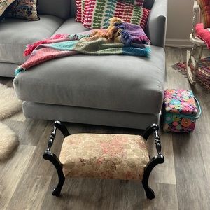 Vintage 70s/80s footstool floral reupholstered